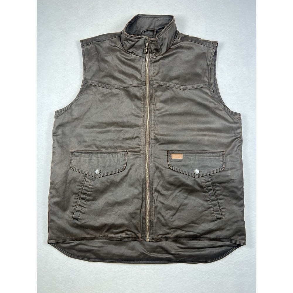 Outback Trading Company Mens M Aztec Oilskin Landsman Fleece Lined Vest Outdoor
